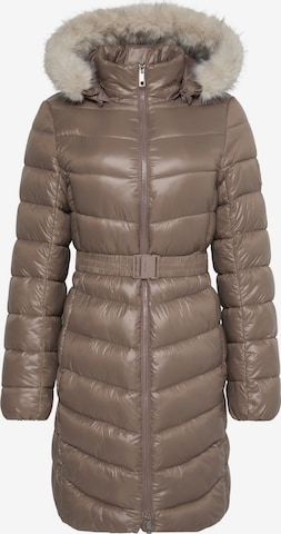 Palton de iarnă de la Calvin Klein pe maro: față
