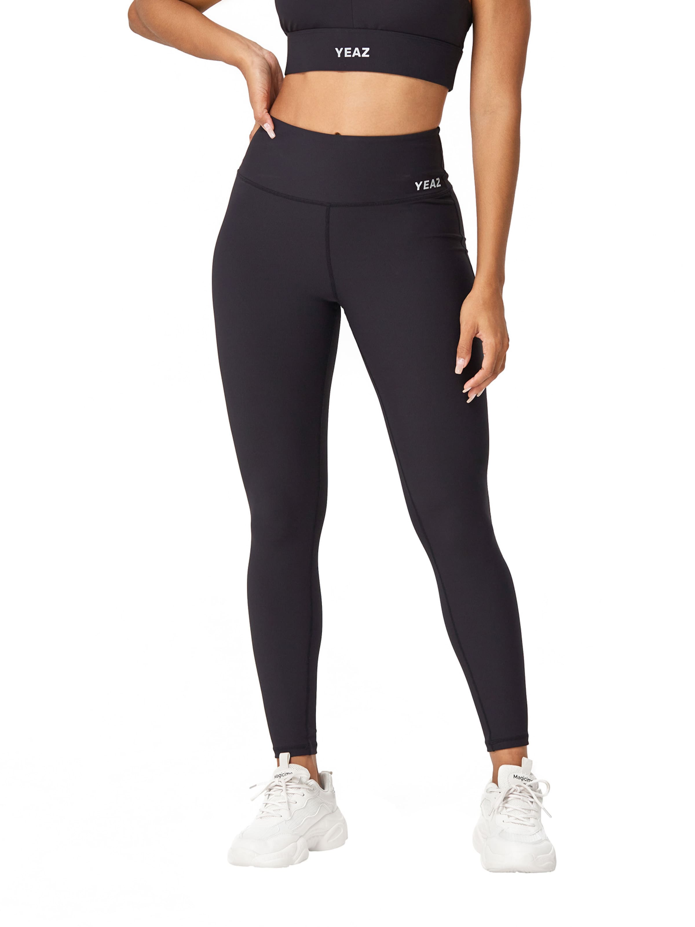 YEAZ Скинни Спортивные штаны 'Vibrant' в Черный: спереди