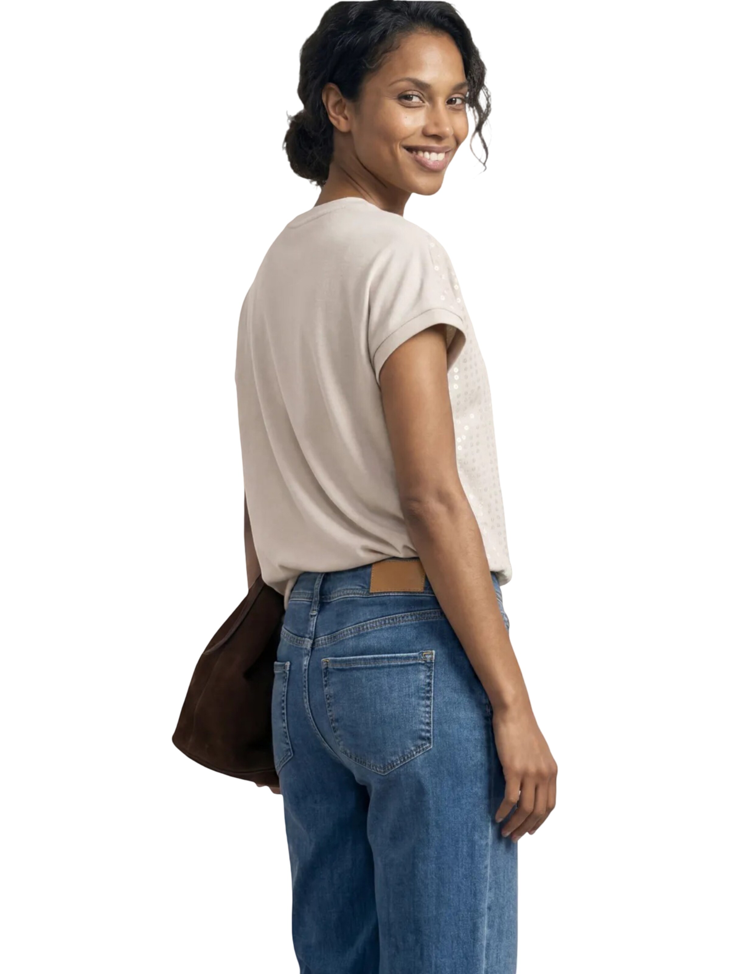 Maglietta 'knit look shirt w.transparentsequins 325313' di STREET ONE in beige