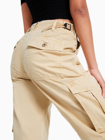 Wide Leg Pantalon cargo Bershka en beige