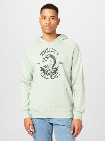 Derbe Sweatshirt 'Hechtsuppe' in Green: front