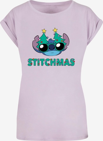 ABSOLUTE CULT T-Shirt 'Lilo And Stitch - Stitchmas Glasses' in Lila: predná strana