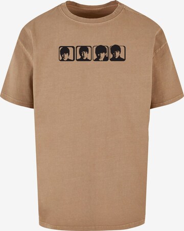 Merchcode T-Shirt 'Beatles - Four Heads 2' in Braun: predná strana