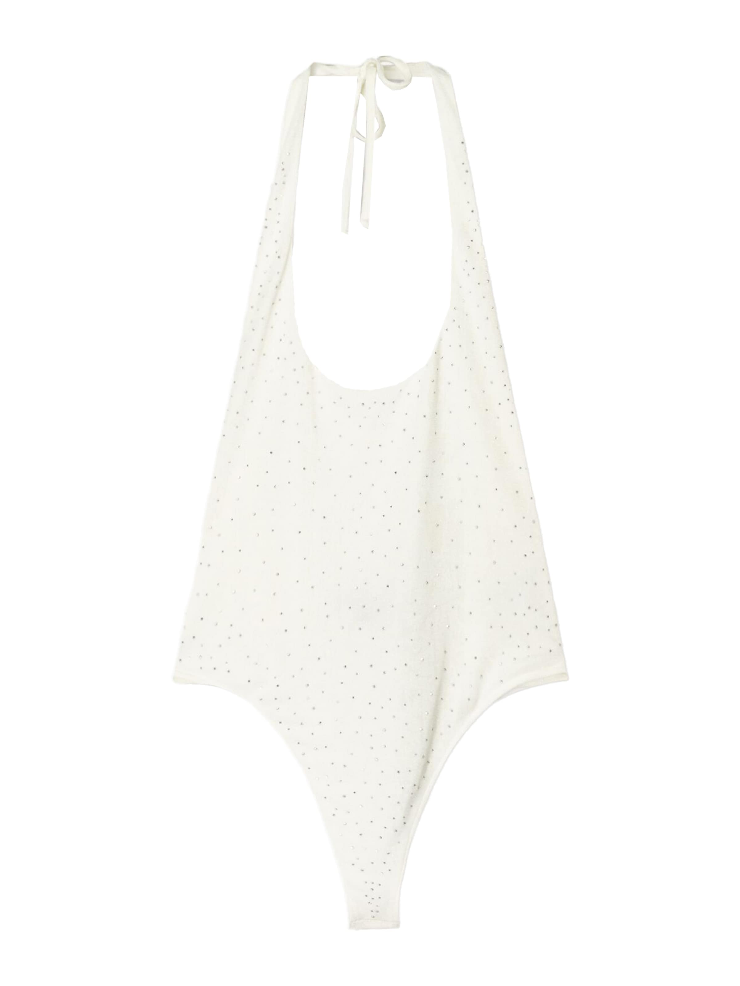 Tricou body de la Bershka pe alb: față