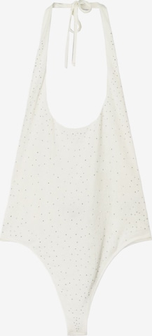 BershkaBodi majica - bijela boja: prednji dio