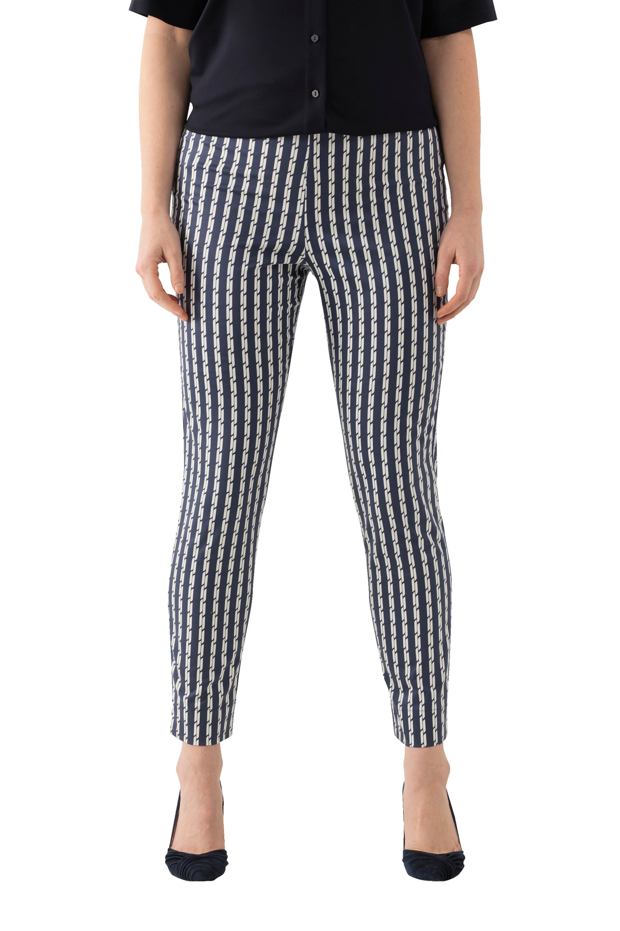 Ulla Popken Slimfit Broek 'Sienna' in Blauw: voorkant