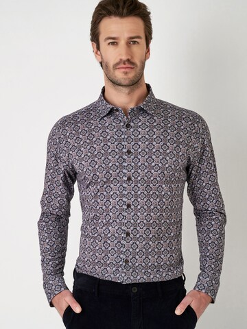 DESOTO Slim fit Button Up Shirt in Blue: front