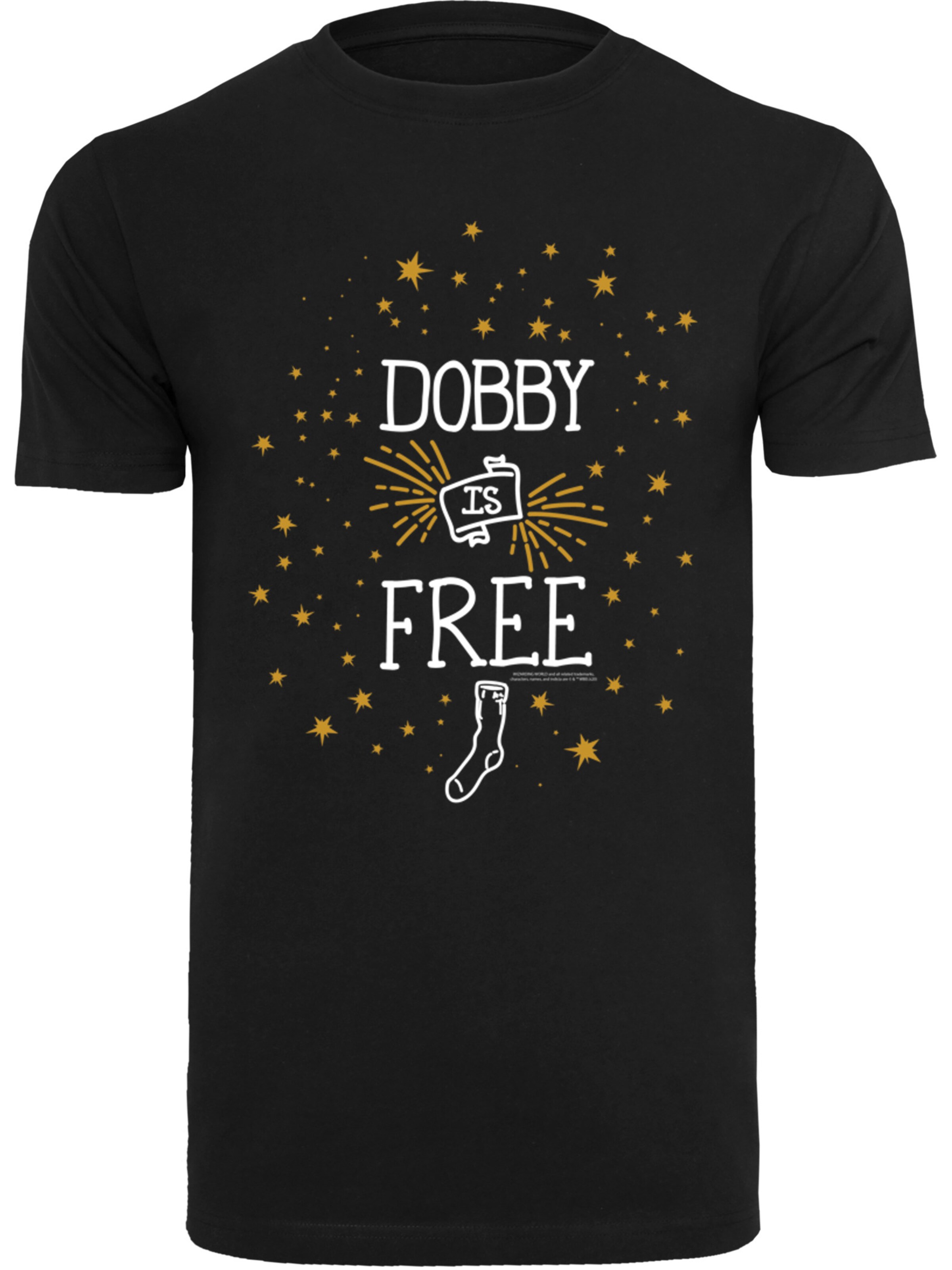 F4NT4STIC Shirt 'Harry Potter Dobby Is Free' in Zwart: voorkant