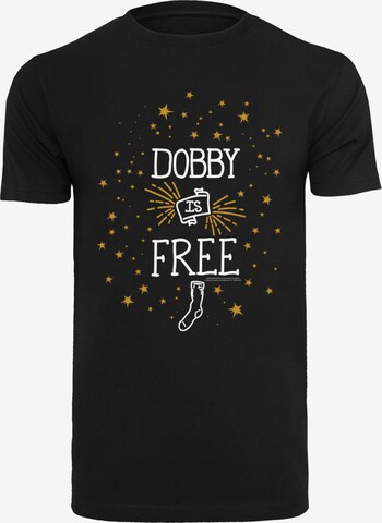 Maglietta 'Harry Potter Dobby Is Free' di F4NT4STIC in nero: frontale
