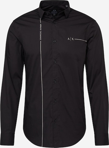 ARMANI EXCHANGE Button Up Shirt 'Tessuto' in Black: front