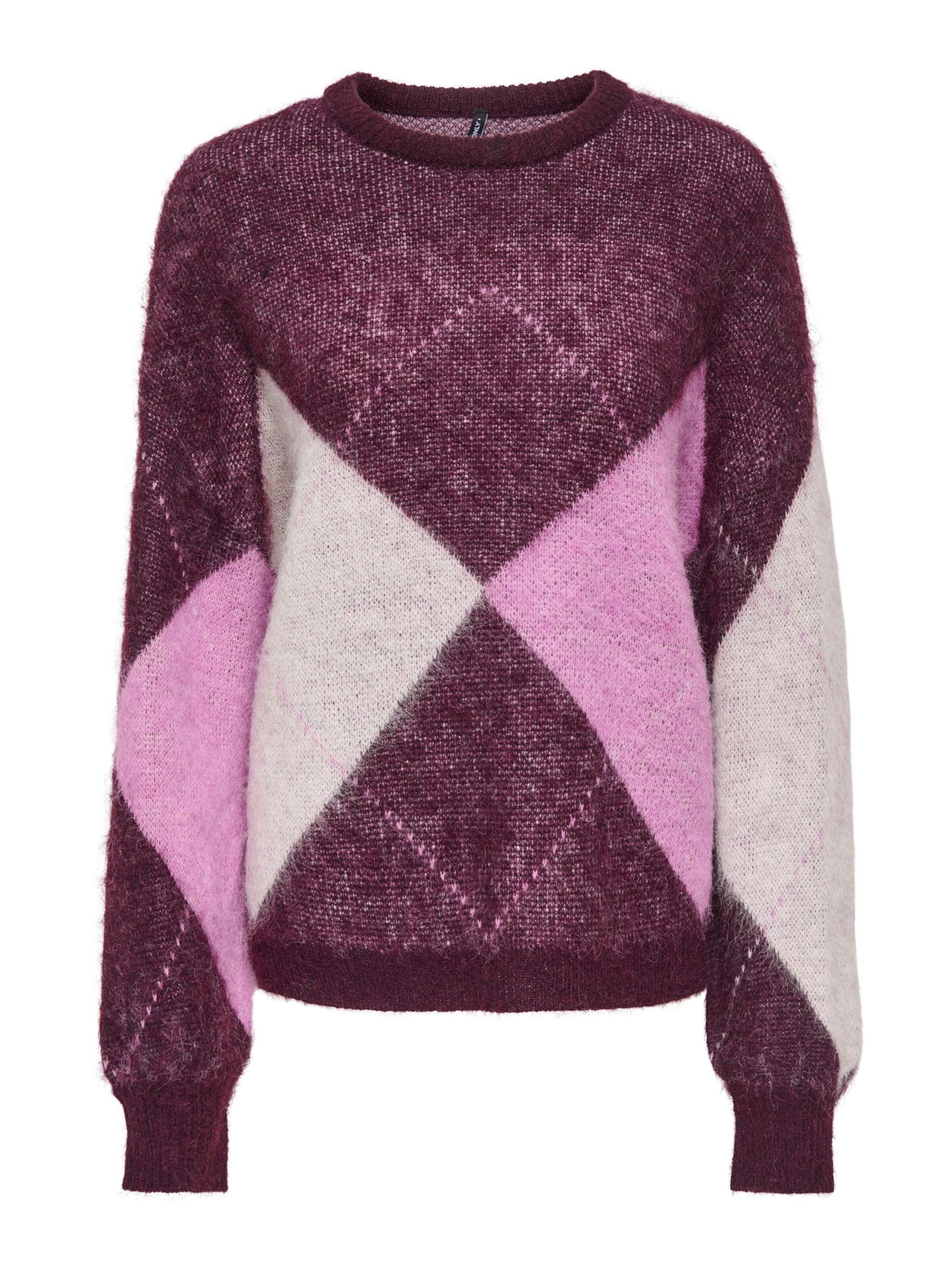 ONLY Trui 'NOEME' in M in de kleur Beige / Pink / Rood, Productweergave