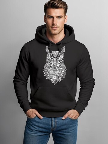 Neverless Sweatshirt 'Free Mind Owl' in Black: front