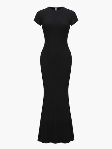 cfab (formerly creamy fabrics) Kleid 'Ribbed T-Shirt Maxikleid'‌‌‌‌‌‌ in Schwarz: Vorderseite