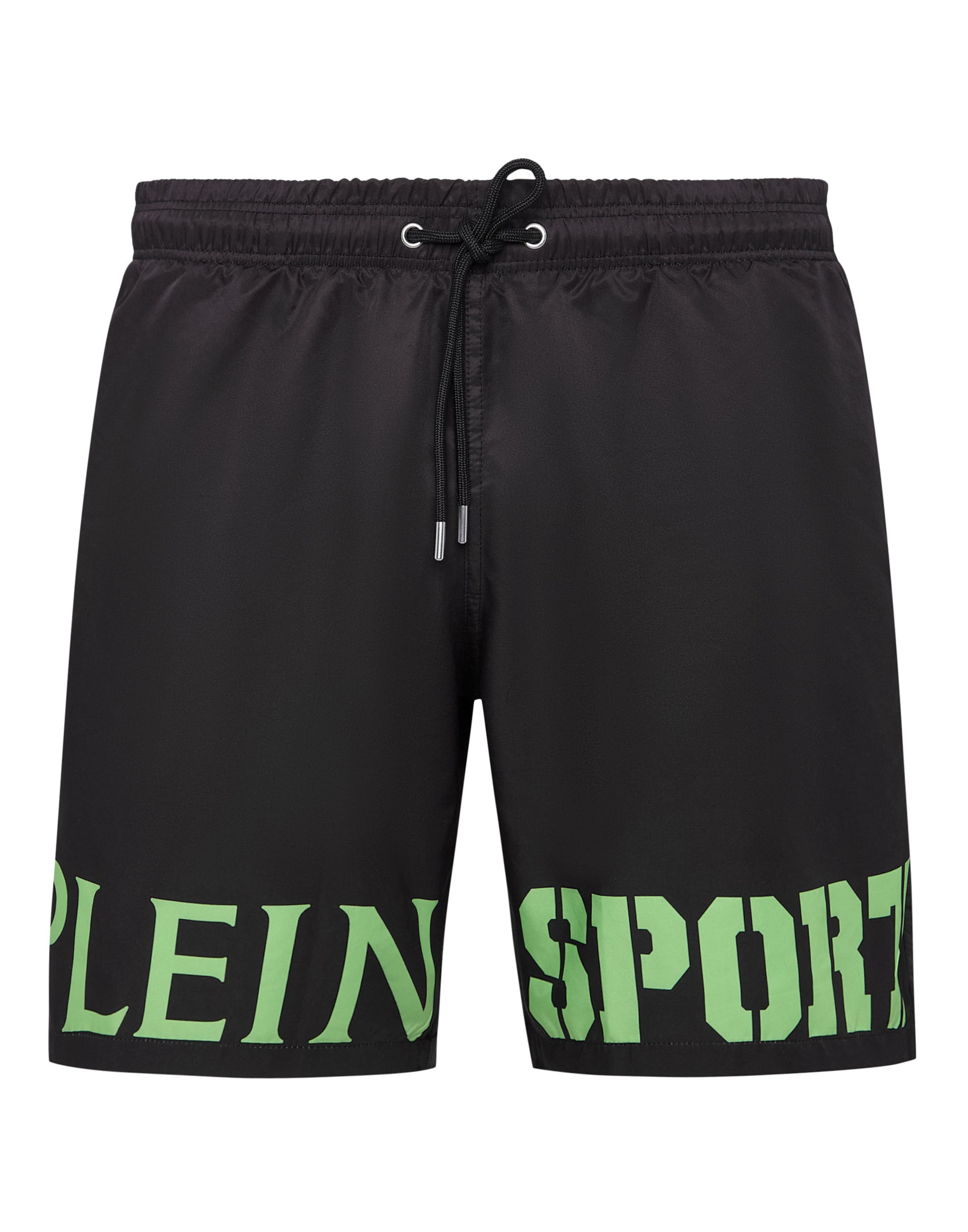 Plein Sport - Calções de banho em preto: frente