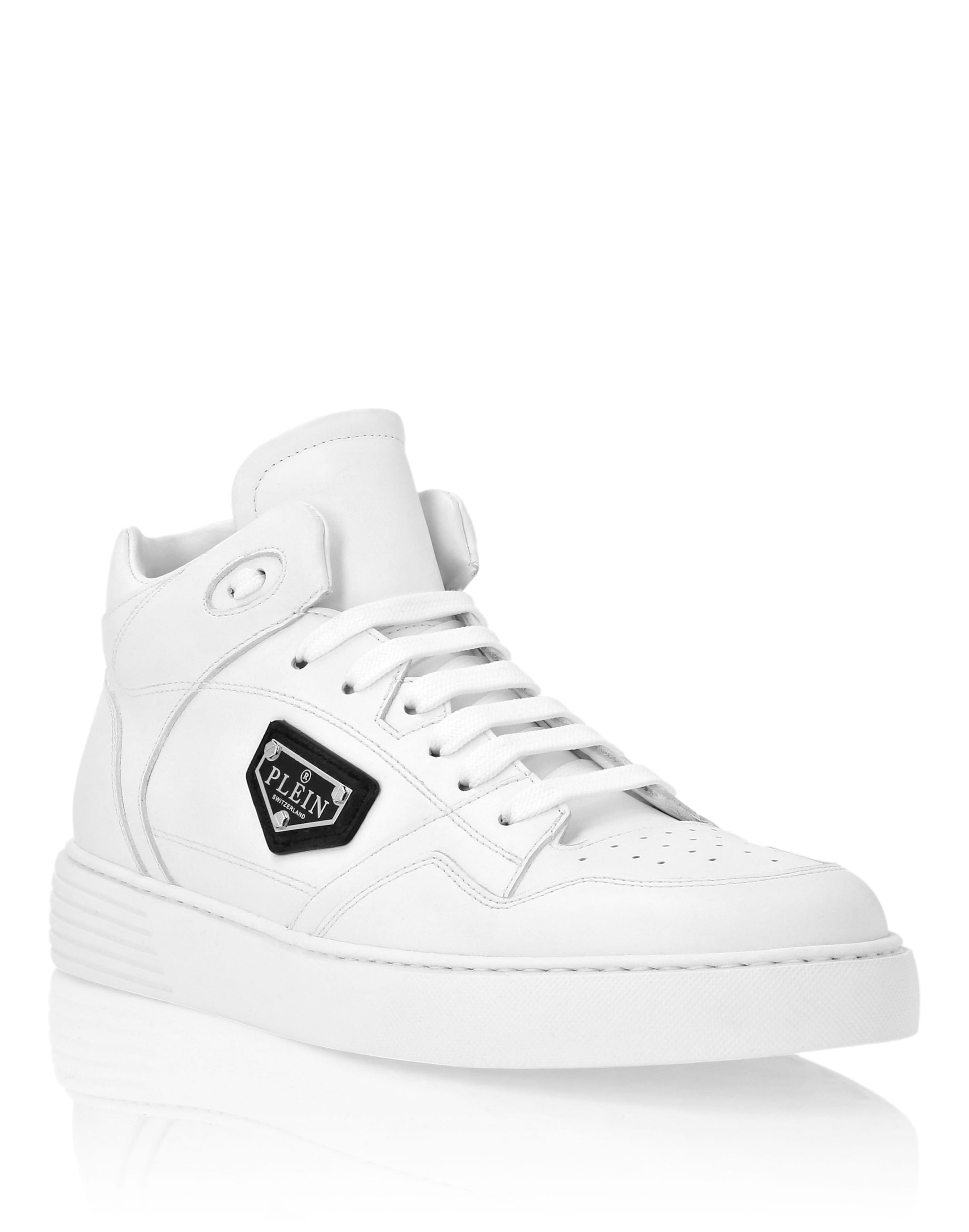 Philipp Plein - Sapatilhas altas em branco: frente