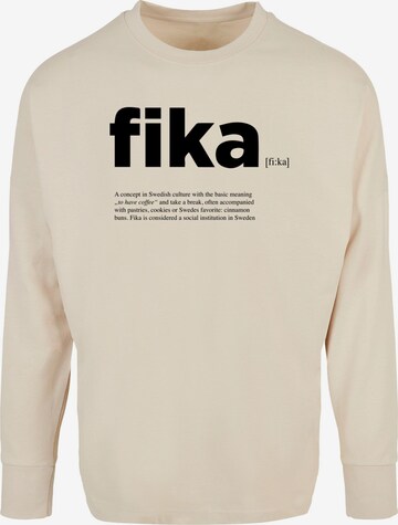 T-Shirt 'Fika Definition' Mister Tee en beige : devant