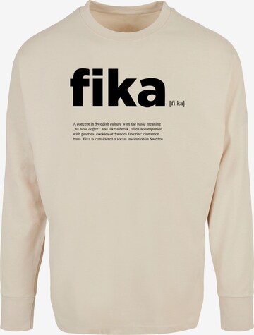 Mister Tee Shirt 'Fika Definition' in Beige: front