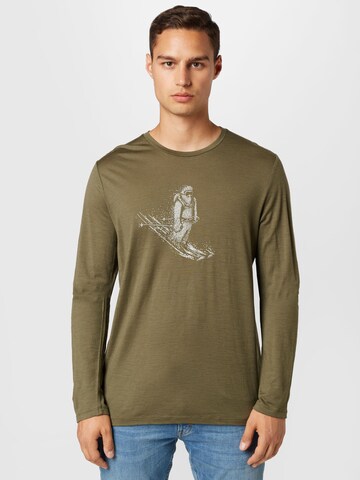 ICEBREAKER Performance Shirt 'Tech Lite II Skiing Yeti' in Green: front