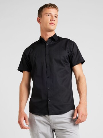 Slim fit Camicia 'CARDIFF' di JACK & JONES in nero: frontale