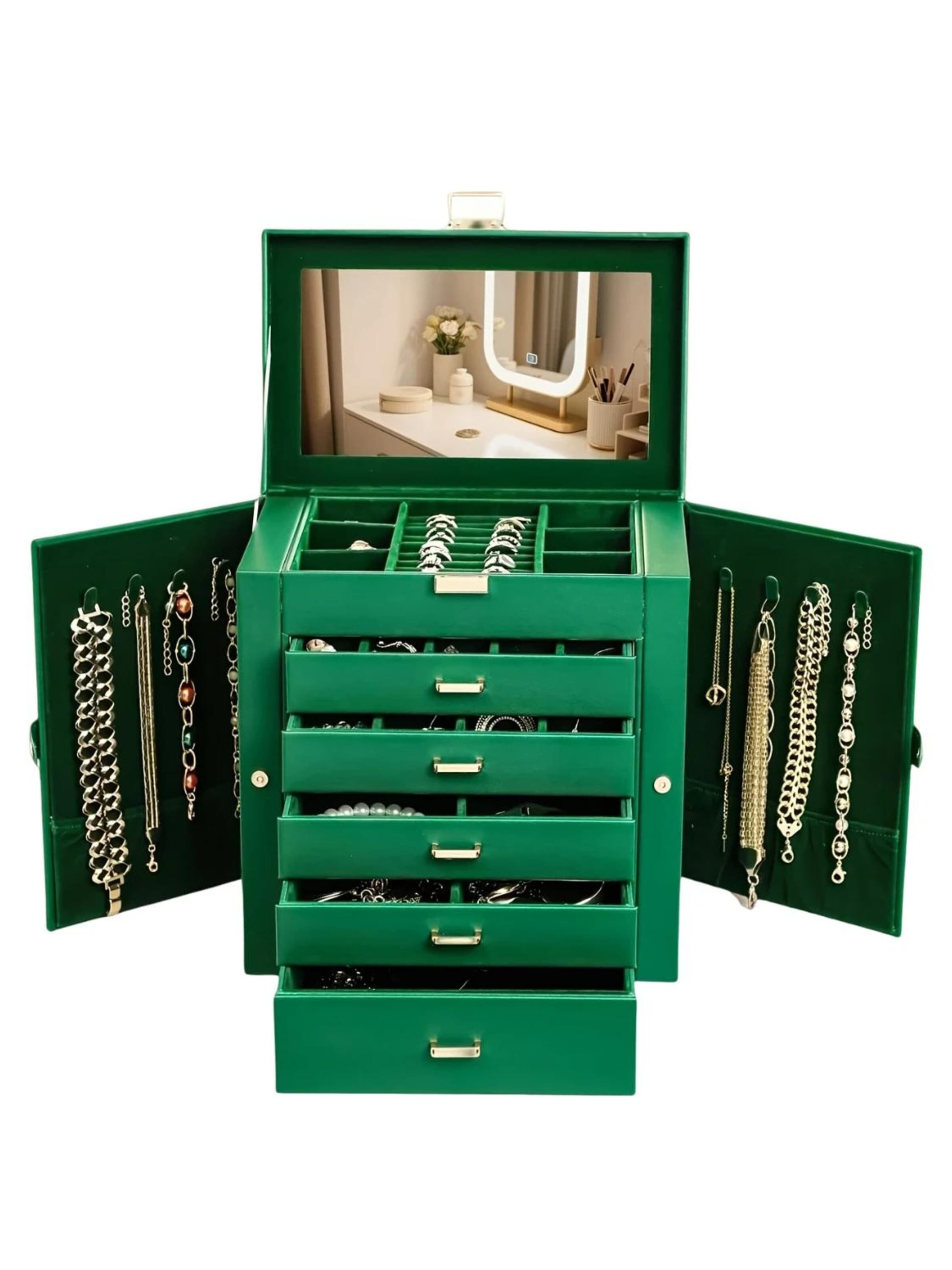MEVYRA Jewelry Storage in Green: front