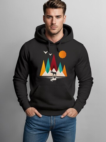 Neverless Sweatshirt 'Berg Elch Polygon' in Black