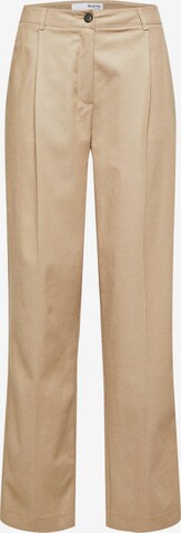 SELECTED FEMME Regular Pleat-Front Pants 'ZAZA' in Brown: front