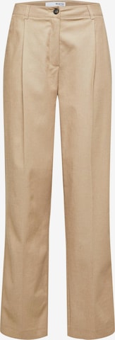 SELECTED FEMME Regular Pleat-Front Pants 'ZAZA' in Brown: front