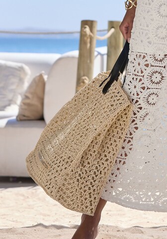 FRENCH CONNECTION Beach Bag in Beige: side