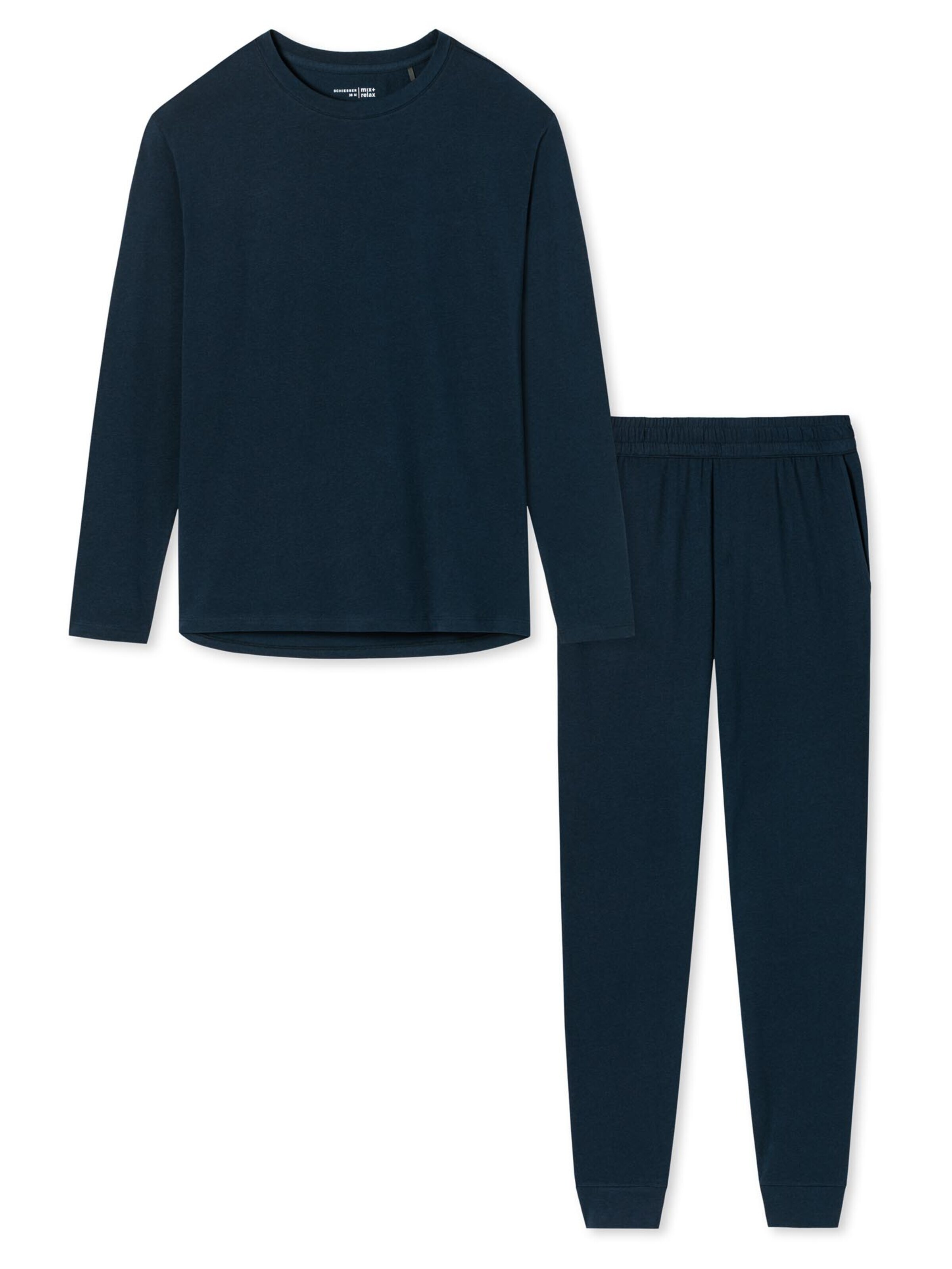 SCHIESSER Pajama 'Cotton' in Blue: front