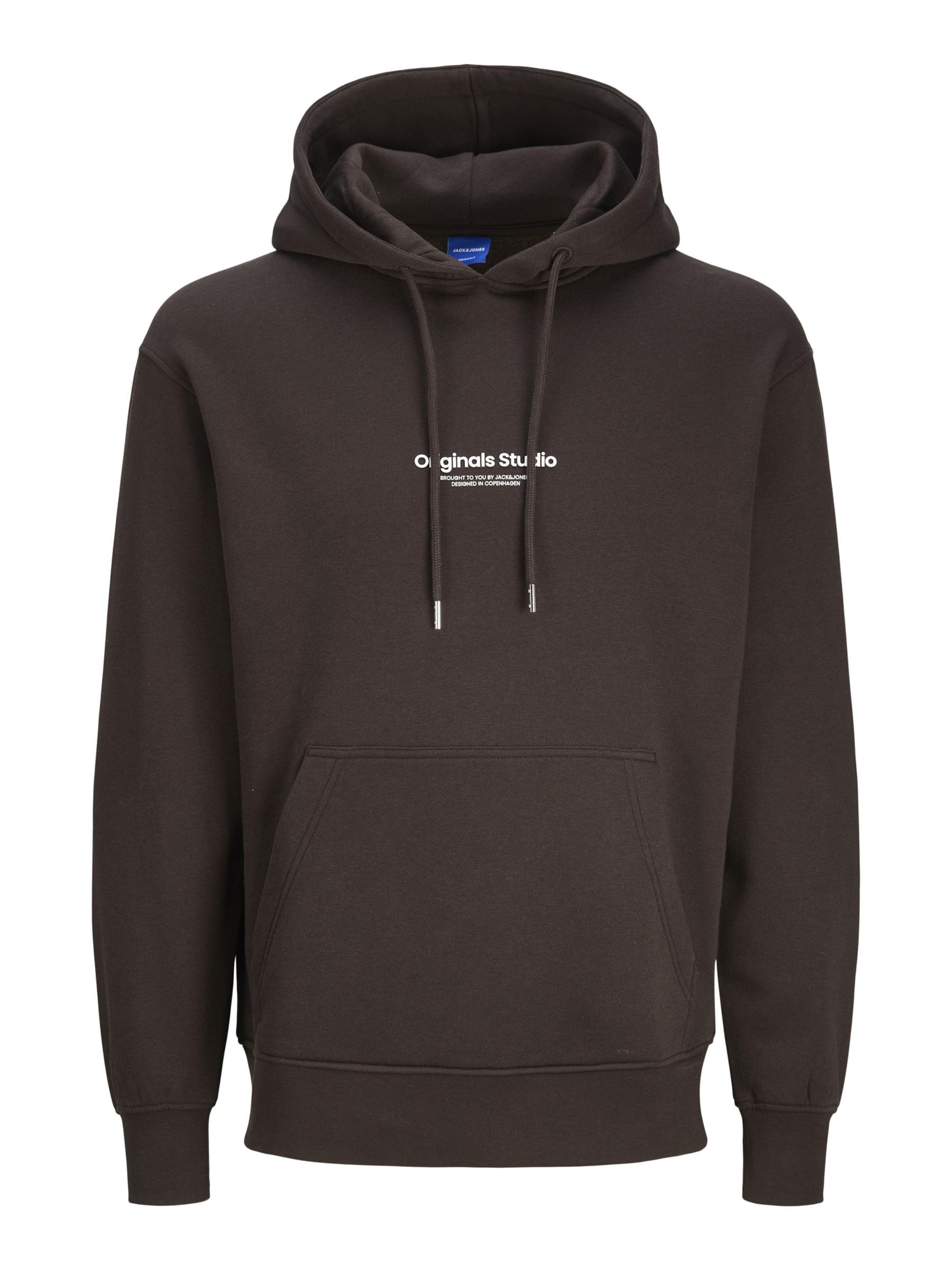JACK & JONES Sweatshirt 'JORVesterbro' in de kleur Donkerbruin / Wit, Productweergave