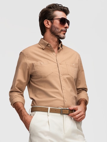 Ombre Comfort fit Button Up Shirt in Brown