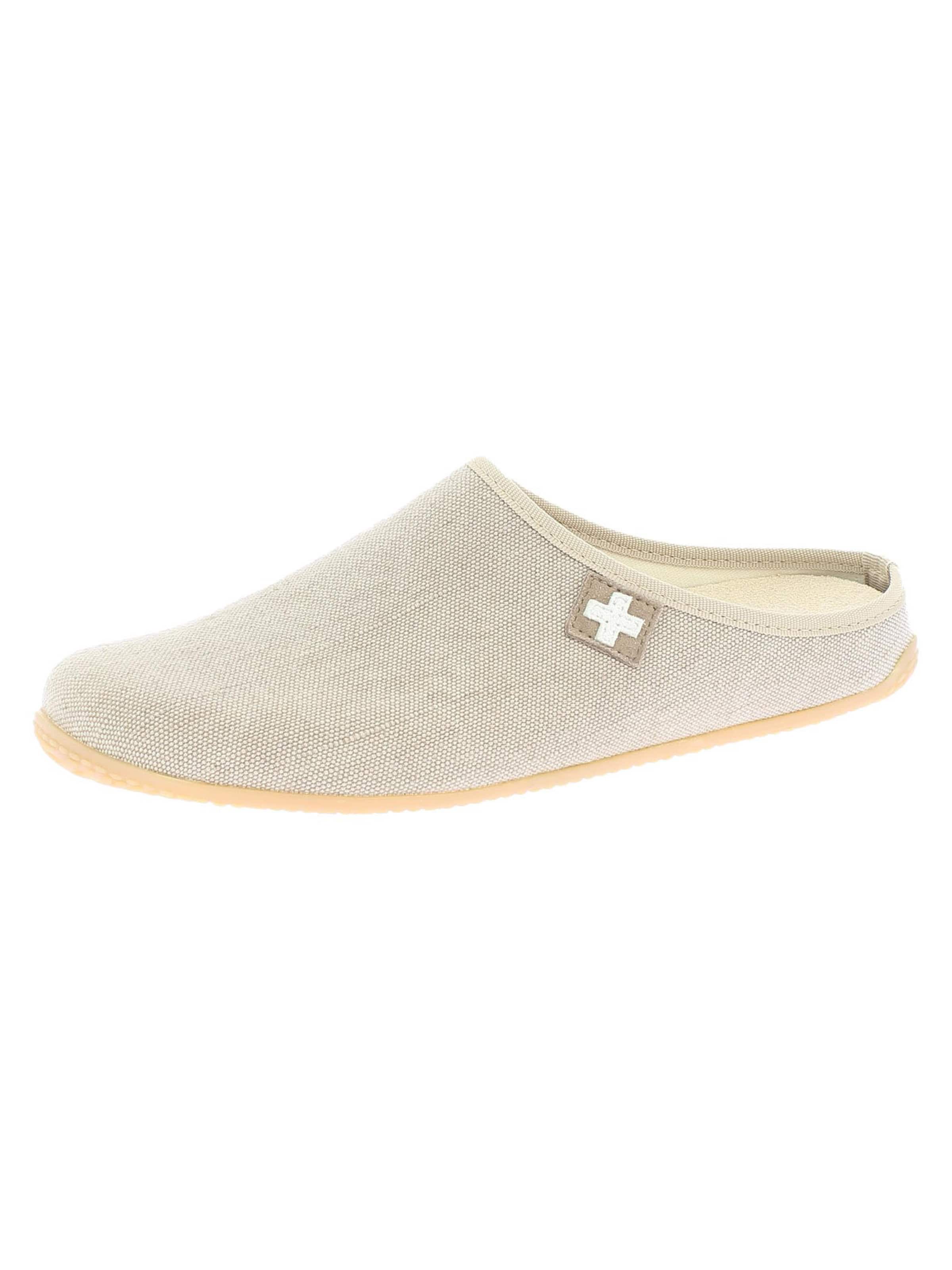 Living Kitzbühel Hausschuh 'Cotton - Schweizer Kreuz' in Weiß: Vorderseite