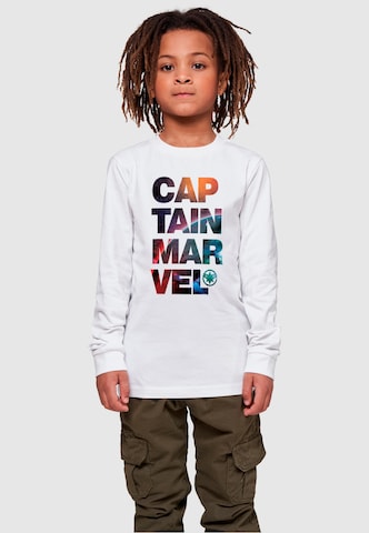 ABSOLUTE CULT Shirt 'Captain Marvel - Space Text' in White: front