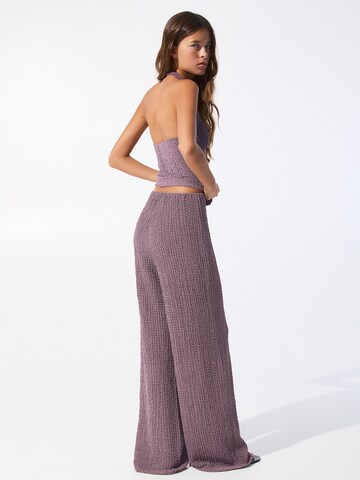 Pull&Bear Wide leg Pants in Purple