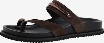 Tamaris T-Bar Sandals in Brown: front