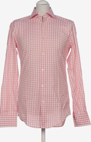 BOSS Black Button Up Shirt in S in Orange: front