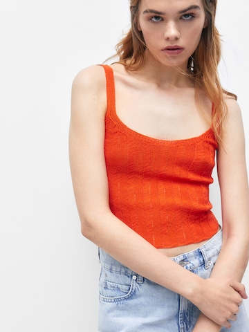 Pull&Bear Vyšívaný top - oranžová