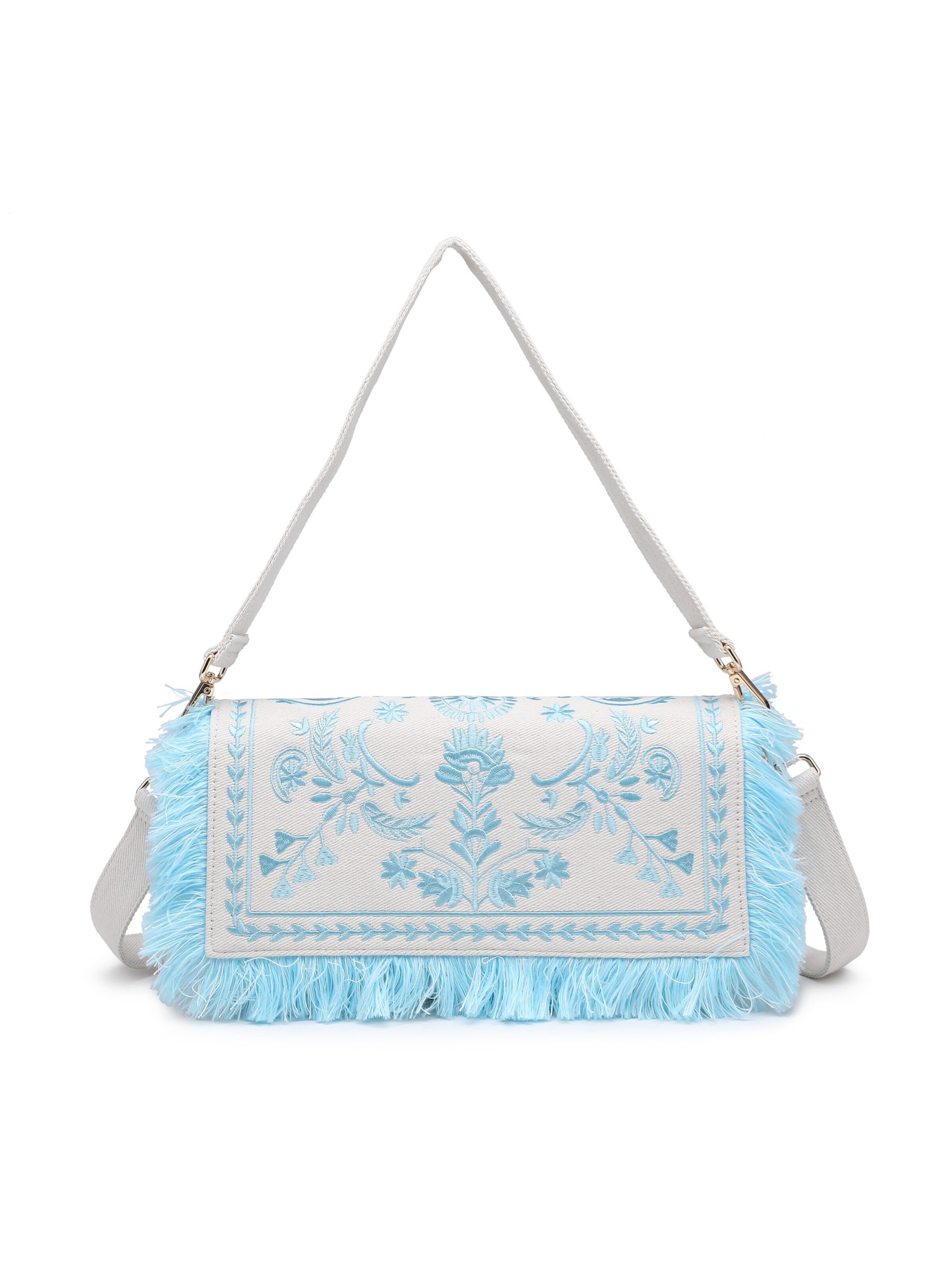 Borsa a spalla di Kassandra in blu: frontale
