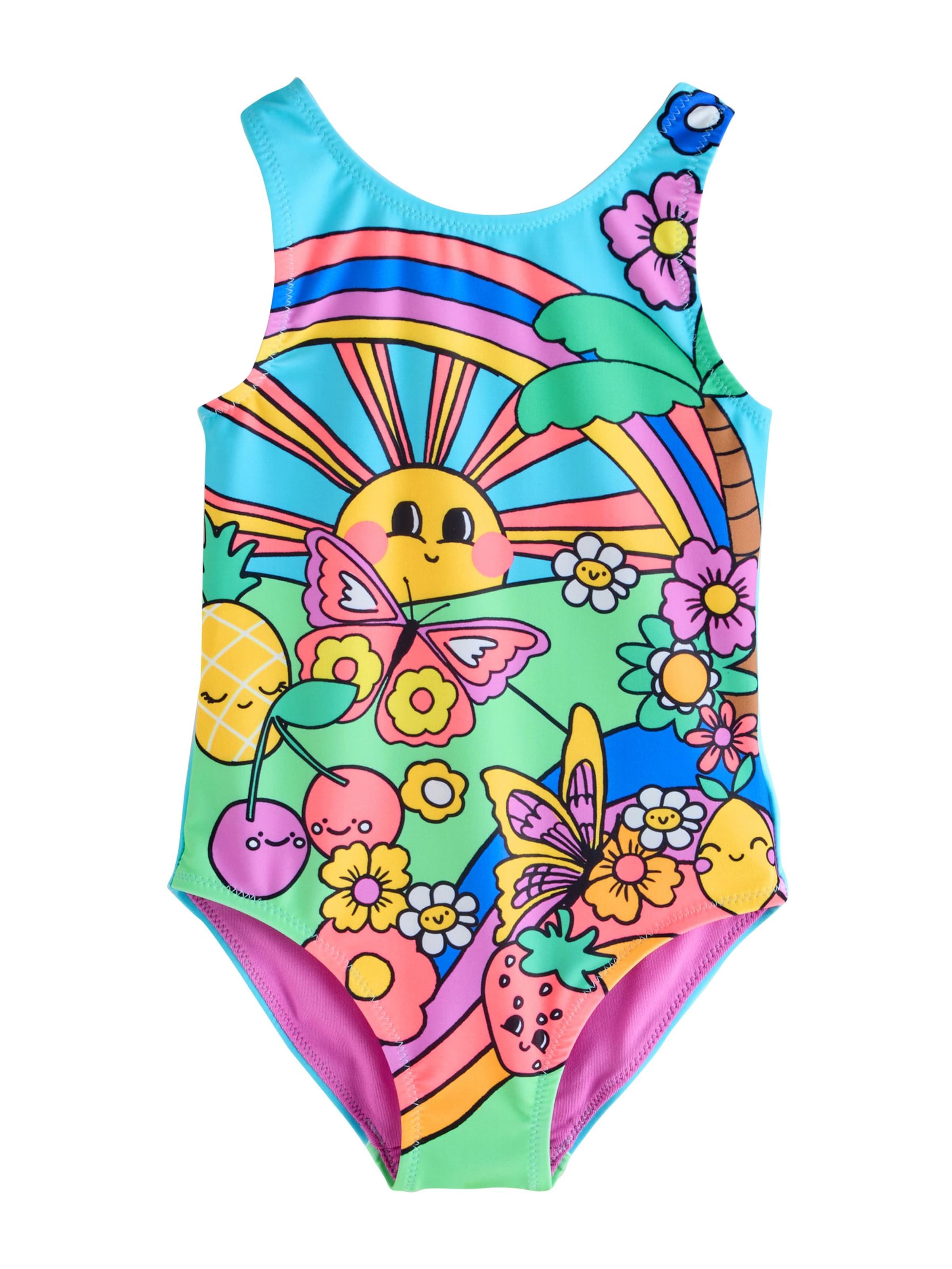 Next Maillot de bain en azur / jaune / vert / rose, Vue avec produit