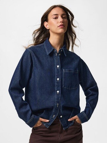 Camicia da donna 'PCSilke' di PIECES in blu: frontale
