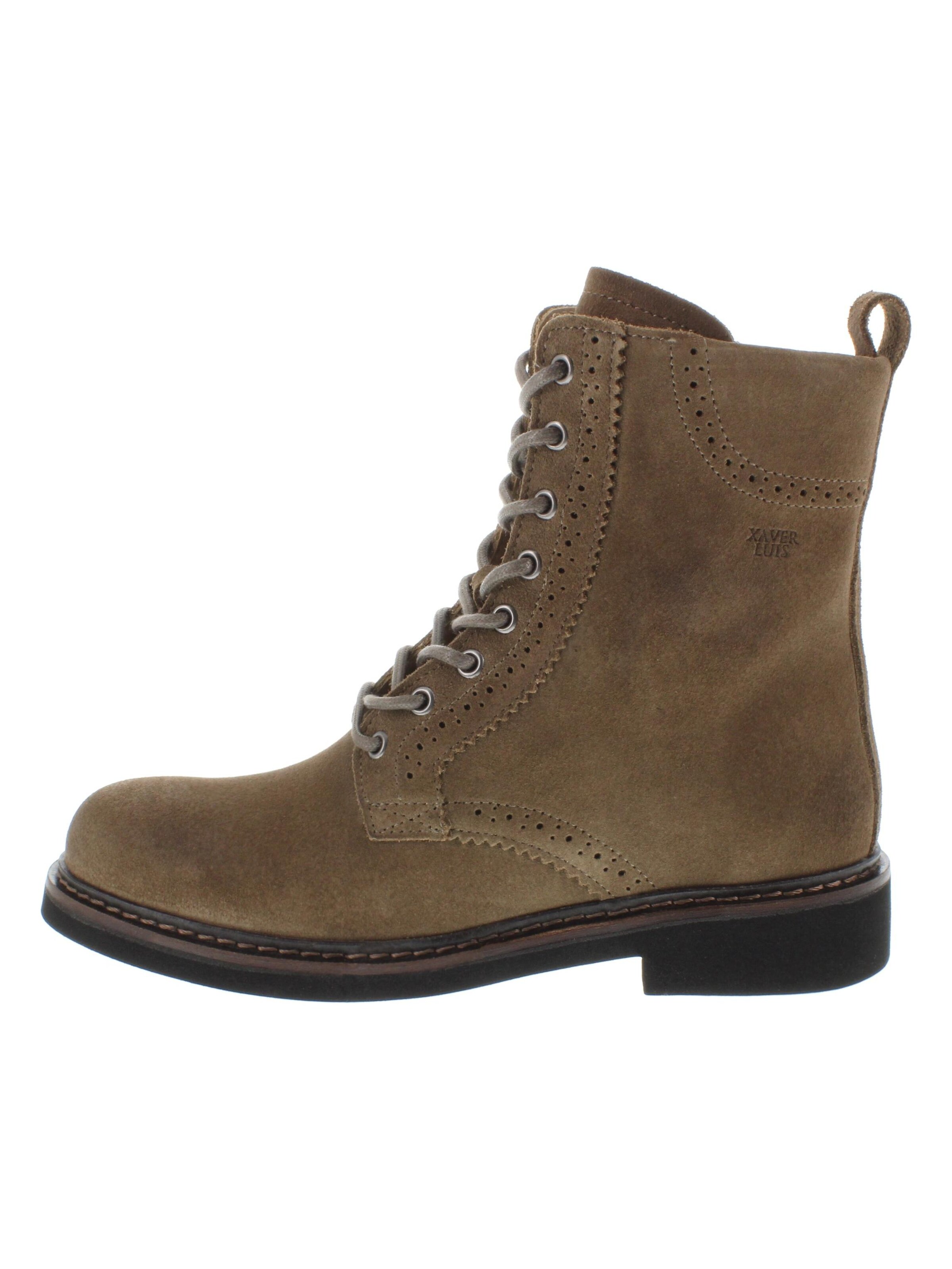 XAVER LUIS Schuhmanufaktur Lace-Up Boots 'EMILIA - lässige Schnürboots' in Brown: front