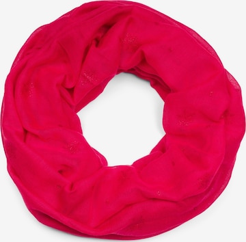 styleBREAKER Schlauchschal 'Loop mit glitzerndem Schneeflocken Print' in Rot: Vorderseite