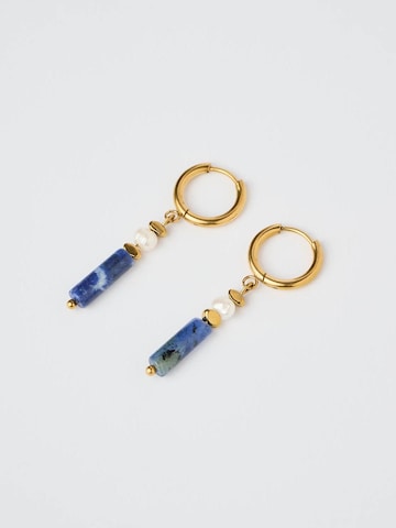 THE GEM STORIES JEWELRY Oorbellen 'Lapis Lazuli Pearl Drop Earrings' in Blauw