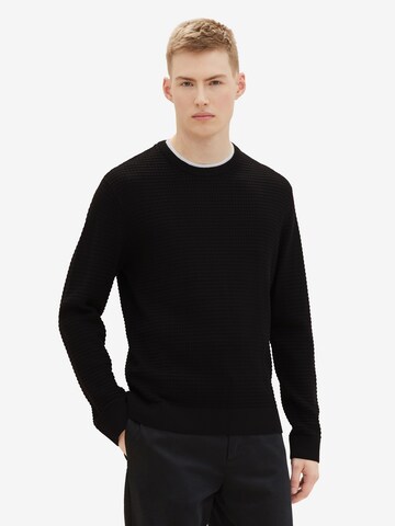 TOM TAILOR DENIM Sweater in Black: front