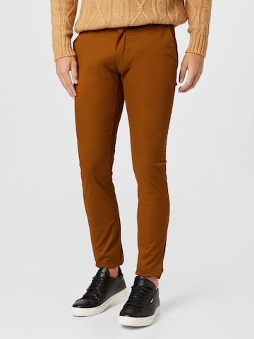 Regular Pantalon chino TOM TAILOR en marron : devant