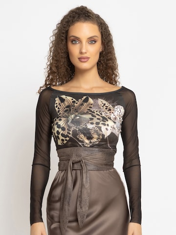 JIORO Blouse 'LEO ORCHID' in Zwart