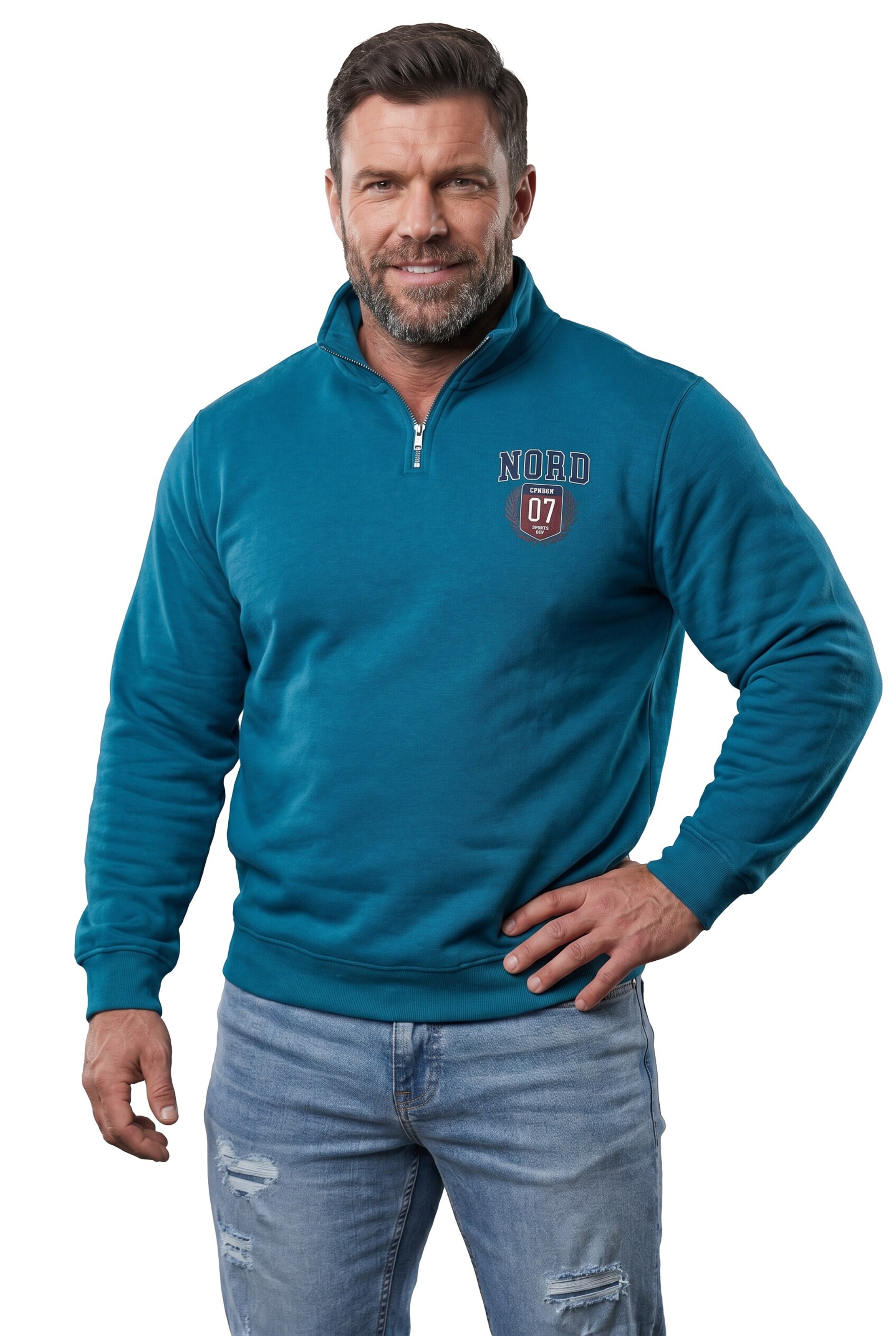 Men Plus Sweatshirt in Blue: front