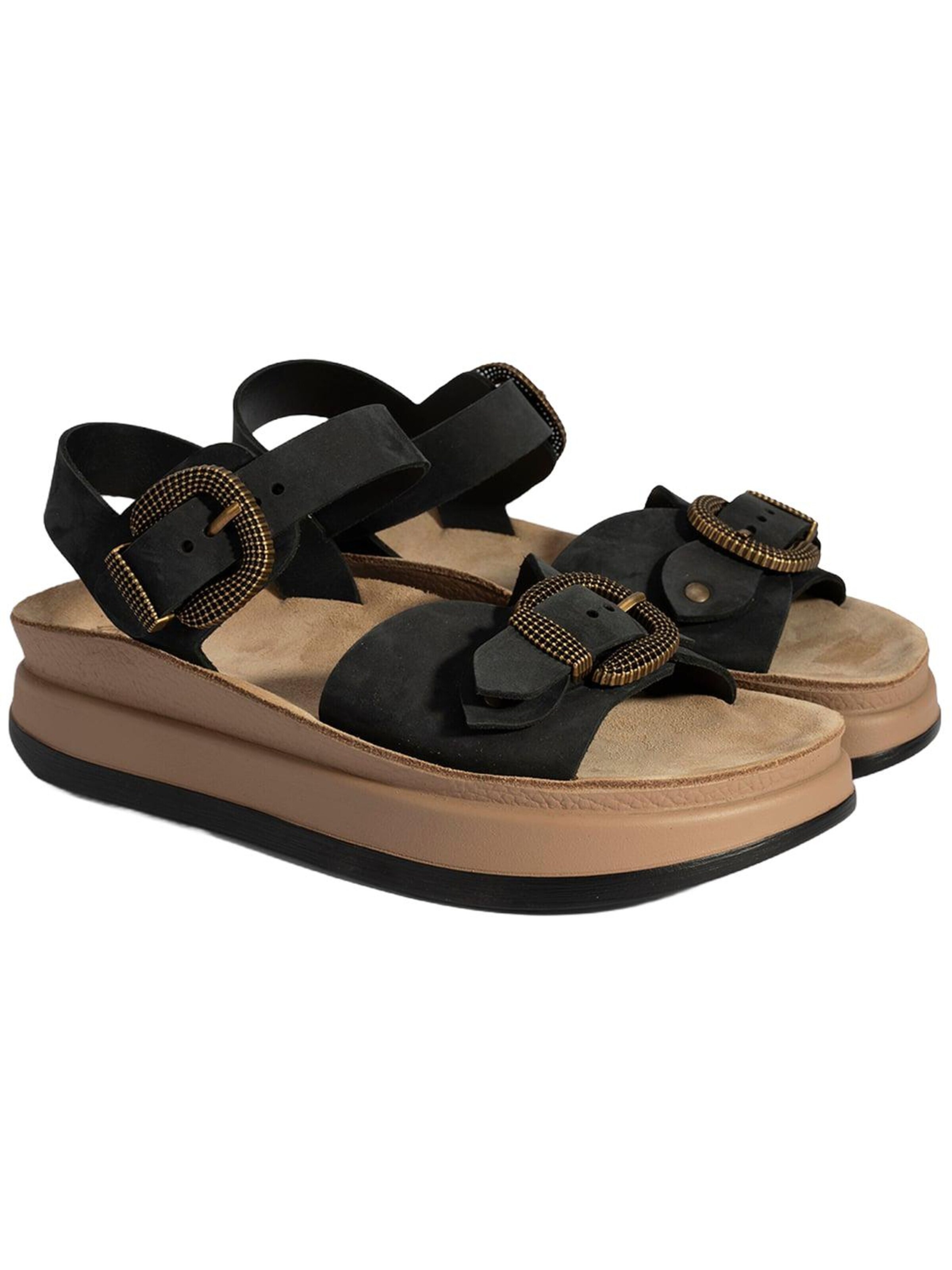 Desa Sandals 'Keilsandalen' in Black
