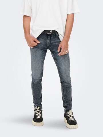 Only & Sons Skinny Jeans in Black: front