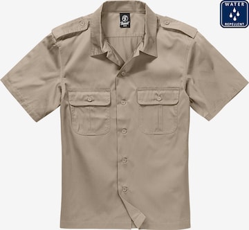 Brandit Comfort fit Button Up Shirt in Beige: front